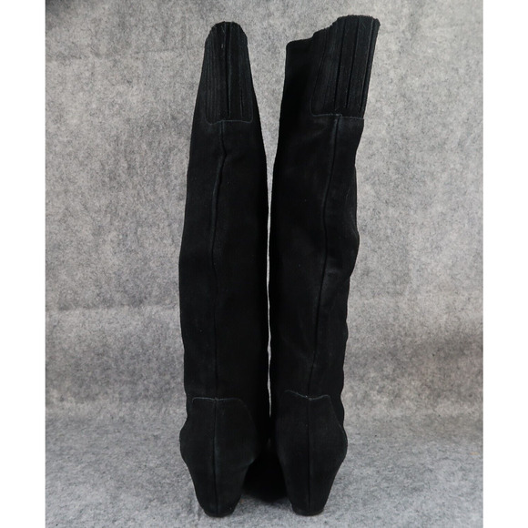 Colin Stuart Shoes Womens 6.5 Boots Tall Wedge Fashion Leather Pull On Black - Picture 5 of 16